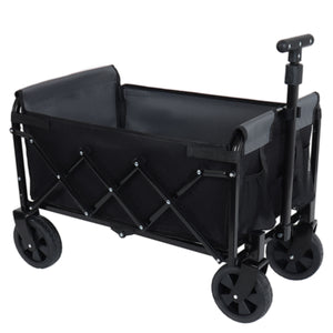 English Elm All-in-one Folding Camping Wagon with Bench Seating Storage and Pet Tether Outdoor Black+ Gray W2932P312713