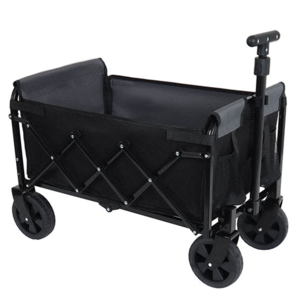 English Elm All-in-one Folding Camping Wagon with Bench Seating Storage and Pet Tether Outdoor Black+ Gray W2932P312713