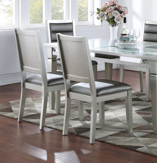 English Elm Contemporary Elegant Tufted Cushion Back Dining Chairs Set of 2 Faux Leather Plush Seat Silverwood B011P233652