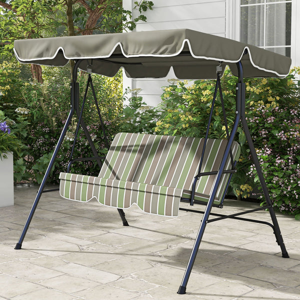 English Elm Outsunny 3 Person Porch Swing with Steel A-frame Uv Canopy and Cushioned Outdoor Seating W2225P200601