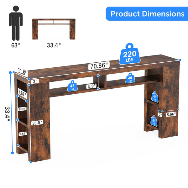 English Elm Xgz-stdcj-fugu-zbb Entryway Console with Five Shelves and Built-in Charging Outlets W1550P330057