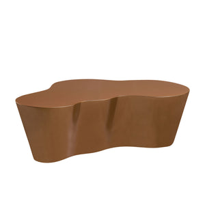 English Elm 50 Inch Sculptural Fiberglass Coffee Table Ready to Use Focal Point for Modern Living Rooms Brown W876P452390