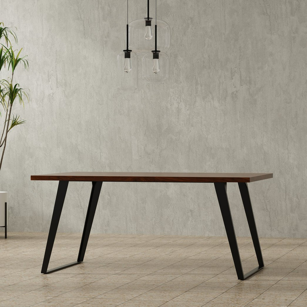 English Elm Lowry Dining Table - Modern Solid Walnut Design With Tapered Iron Legs For Stylish Versatile Seating B136P266900
