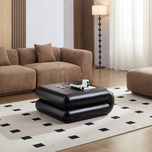 English Elm New Sculptural Fiberglass Coffee Table Low Profile Square Geometric Living Room Accent Black W2085P374161