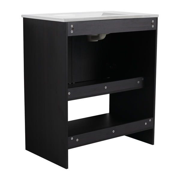 English Elm 30" Freestanding Bathroom Vanity With Soft Closing Doors & Integrated Ceramic Sink For Modern Spaces W1972S00018