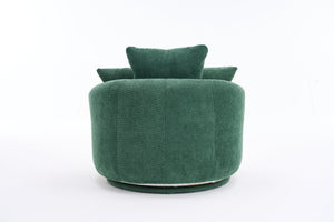 English Elm 360° Swivel Chair upholstered barrel accent chair with plush high-resilience foam and pillows for comfort Antique Green W2231P264471