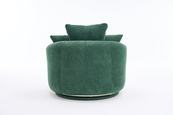 English Elm 360° Swivel Chair upholstered barrel accent chair with plush high-resilience foam and pillows for comfort Antique Green W2231P264471