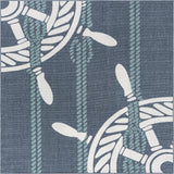Unique Loom Outdoor Coastal Helm Machine Made Solid Print Rug Navy Blue, Ivory/Green 7' 10" x 7' 10"