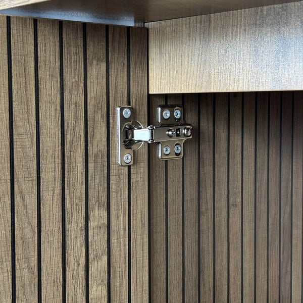 English Elm Expandable Black Brown Dining Table with Storage — Modern Extendable Minimalist Table for 6–10 Guests W1347S00014