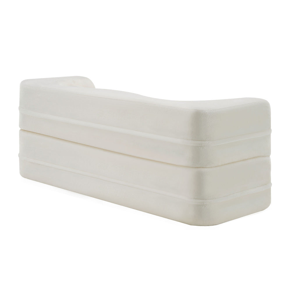 English Elm Queen Plush Floor Sofa Futon with 4 Pillows — Modern Foam Folding Couch Mattress for Living Room Guest Bedroom White W3612P336073