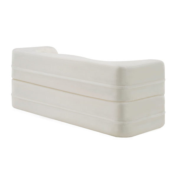 English Elm Queen Plush Floor Sofa Futon with 4 Pillows — Modern Foam Folding Couch Mattress for Living Room Guest Bedroom White W3612P336073