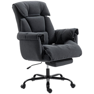 English Elm Reclining High Back Desk Chair with Flannel Cushioning and Extendable Footrest T3971P440169