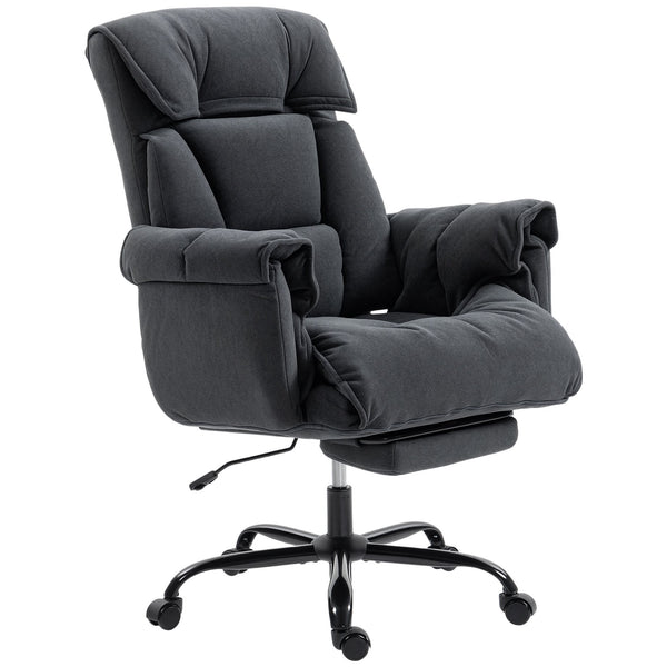 English Elm Reclining High Back Desk Chair with Flannel Cushioning and Extendable Footrest T3971P440169