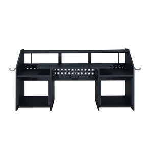 English Elm Black Music Desk With Integrated Earphone Rack - Spacious, Durable, And Organized Workspace For Musicians B062P215478-GIGA