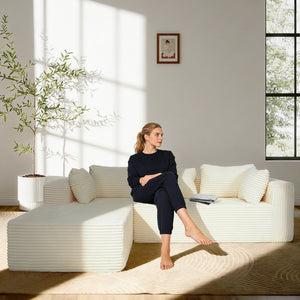 English Elm 100" Corduroy L-shaped Sectional with Deep Foam Seats for Modern Living Rooms T5880S00008