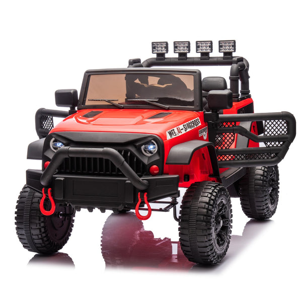 English Elm 24v Kids Electric Ride on Car with Parental Remote Dual Motors and Four Wheel Suspension Red W1578P208319