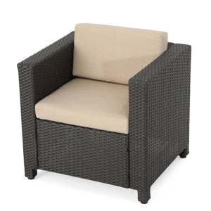 English Elm Puerta Outdoor Club Chair Woven Faux Rattan Iron Frame All Weather Patio Lounge 52979.00DBRN