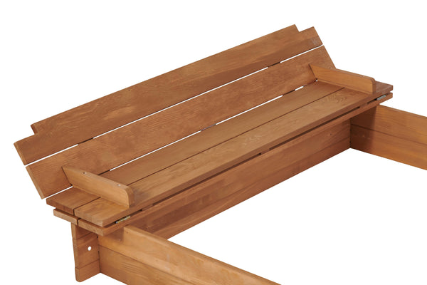 English Elm Kids Cedar Sandbox with Adjustable Canopy Corner Seating Outdoor Backyard Play D720094432