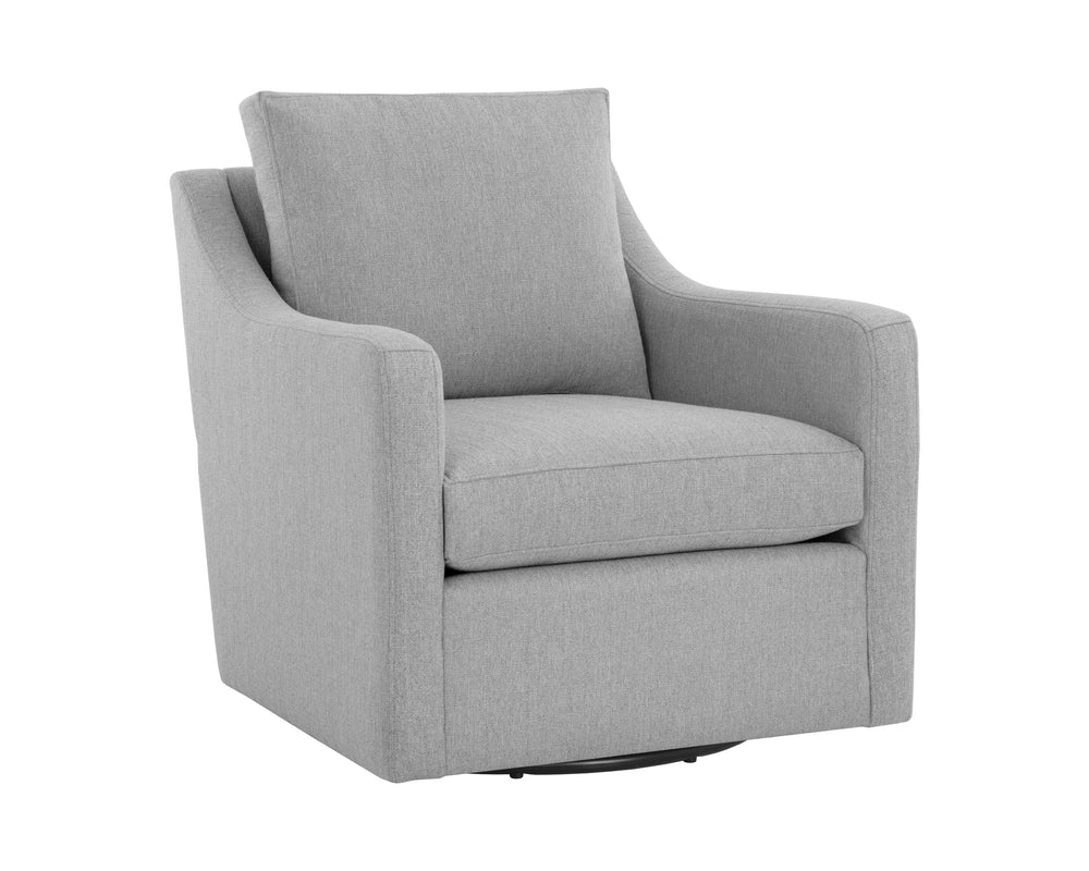 Sunpan Brianna Swivel Lounge Chair - Modern Comfort with Sustainable Design and Easy-Clean Performance Fabric Liv Dove