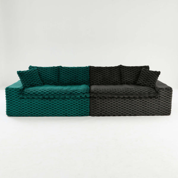 English Elm Luxury Color-Block Turtle Velvet Sofa - Versatile Seating For Modern Living Rooms, Cozy Style & Comfort W3371S00055