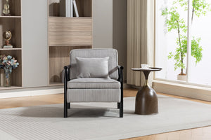 English Elm Storage Accent Chair Mid Century Wood Frame Upholstered Seat with Lumbar Cushion Antique Grey W2530P401448