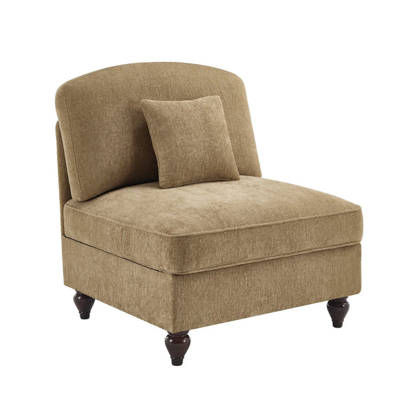 English Elm Armless Chenille Sofa Sculptural Spindle Legs Silver Thread Upholstery Living Room Light Coffee W3041P332623