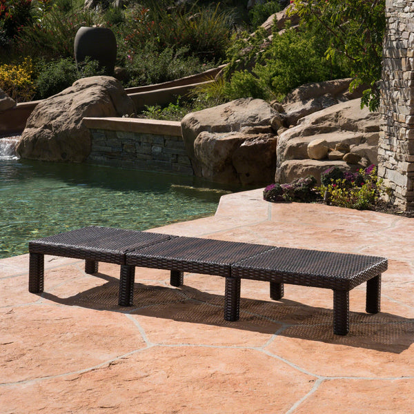 English Elm Christopher Knight Home® - JAMAICA Rattan Chaise Lounge Brown Polyethylene Wicker Iron Frame Multi-Brown Finish Durable Outdoor Patio Seat 76.6"D 62575.00WTC