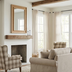 English Elm Natural Rattan Wrapped Solid Wood Frame Rectangle Mirror for Farmhouse Entryway Bath Natural Wood W2203P436620