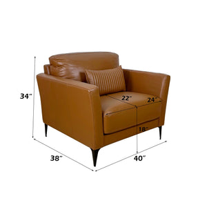 English Elm Tussio Italian Genuine Leather Accent Chair with Pillow Firm Structured Seating B2726P457659
