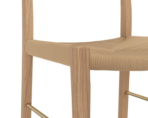 Sunpan Bondi Counter Stool - Modern Farmhouse Design with Hand-Woven Rope and Sustainable Timber Frame Light Oak