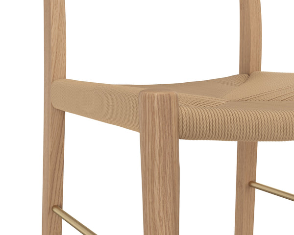 Sunpan Bondi Counter Stool - Modern Farmhouse Design with Hand-Woven Rope and Sustainable Timber Frame Light Oak