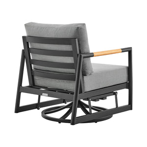 English Elm Crown Outdoor Swivel Glider Lounge Chair Teak Accents Rust Proof Aluminum Frame B2736P464898