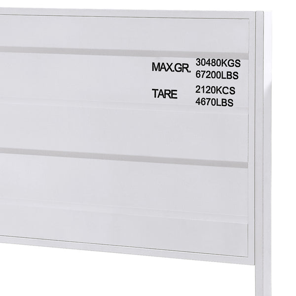 English Elm White Twin Platform Bed with Industrial Metal Frame, Panel Headboard, Low-Profile Footboard & Cargo Lock Accents B062P186408