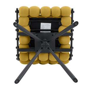English Elm Cream Dutch Velvet Swivel Chair Tufted Bubble Backrest Glam Armless Accent Seat Black,Yellow W3875P448022