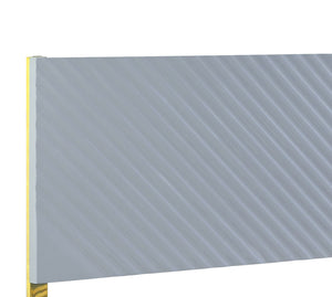 English Elm Gaines High Gloss EK Bed Frame with Wave Pattern Headboard, Metal Legs, 39 Slats, 660lb Capacity Gray 86.02 L x 18.74 W x 6.77 H B2726S00481