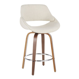 English Elm 26" Mid-century Swivel Counterstools Walnut Legs Charcoal Upholstery Set of 2 B202S00242