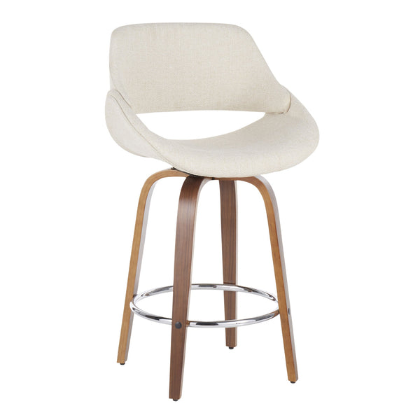 English Elm 26" Mid-century Swivel Counterstools Walnut Legs Charcoal Upholstery Set of 2 B202S00242