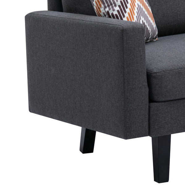 English Elm Bari Linen Upholstered Sofa with Pocket Coil Support and Solid Wood Legs for Living Room Dark Gray B2749P413201