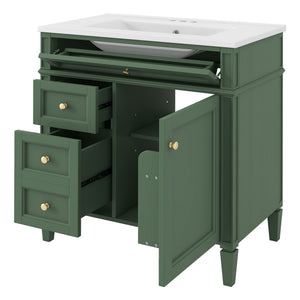 English Elm 30'' Modern Bathroom Vanity With Ceramic Sink, Ample Storage & Soft-Close Drawers For Elegance N710P206904F