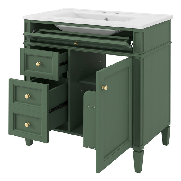 English Elm 30'' Modern Bathroom Vanity With Ceramic Sink, Ample Storage & Soft-Close Drawers For Elegance N710P206904F