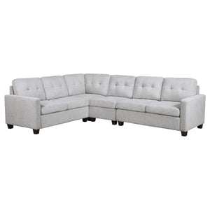 English Elm Ashland 4-Piece Upholstered Sectional Sofa Set with Plush Fabric, Block Wood Legs, Entertainer’s Dream Beige B062S01050