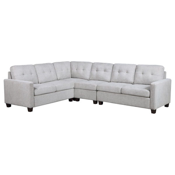 English Elm Ashland 4-Piece Upholstered Sectional Sofa Set with Plush Fabric, Block Wood Legs, Entertainer’s Dream Beige B062S01050
