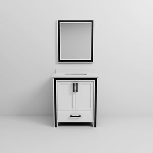 English Elm White Bath Vanity Set With Cultured Marble Top & Matching 28" Mirror - Timeless Style & Storage B2731S00808-GIGA