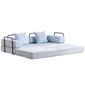 English Elm Floor Couch - Versatile Chenille Convertible Sofa Bed With Pillow Support For Living Room & Dorms W3723P344016