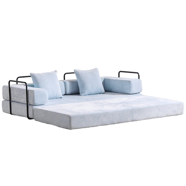 English Elm Floor Couch - Versatile Chenille Convertible Sofa Bed With Pillow Support For Living Room & Dorms W3723P344016