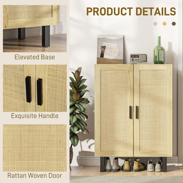 English Elm Homcom Stylish Sideboard Buffet Cabinet With Rattan Doors, Adjustable Shelves, Modern Boho Design W2225P217720