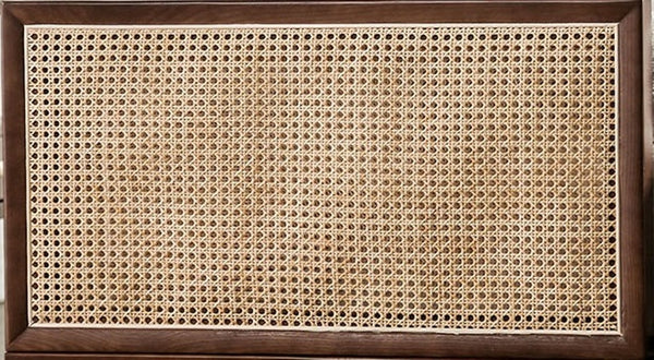 English Elm Beige Mid-Century Modern Chair with Ash Wood Trim, Rattan Panels, Tapered Legs & Plush Cushions B2741P378637