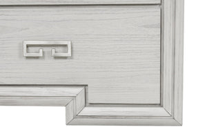 English Elm Transitional Rustic White Tall Chest Solid Wood Dovetail Drawers Bedroom Storage B2741P370876