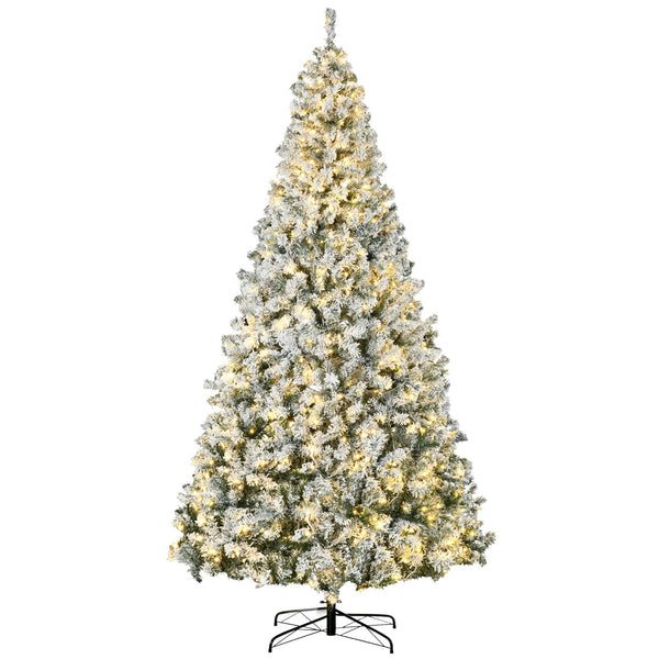 English Elm Homcom 9Ft Prelit Christmas Tree With 1868 Snow Flocked Branches & 600 Warm White Led Lights, Easy Setup W2225P249669