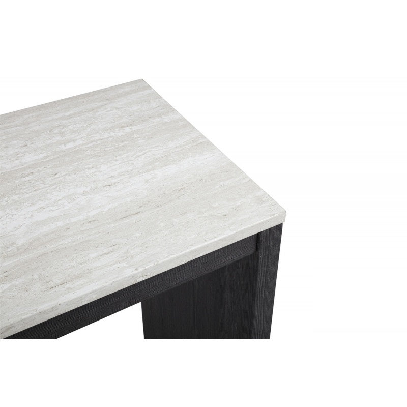 English Elm 47 Faux Marble Sled Counter Height Dining Table 47.25"W Compact Espresso Legs Tufted Chic Bistro Decor B011P375262